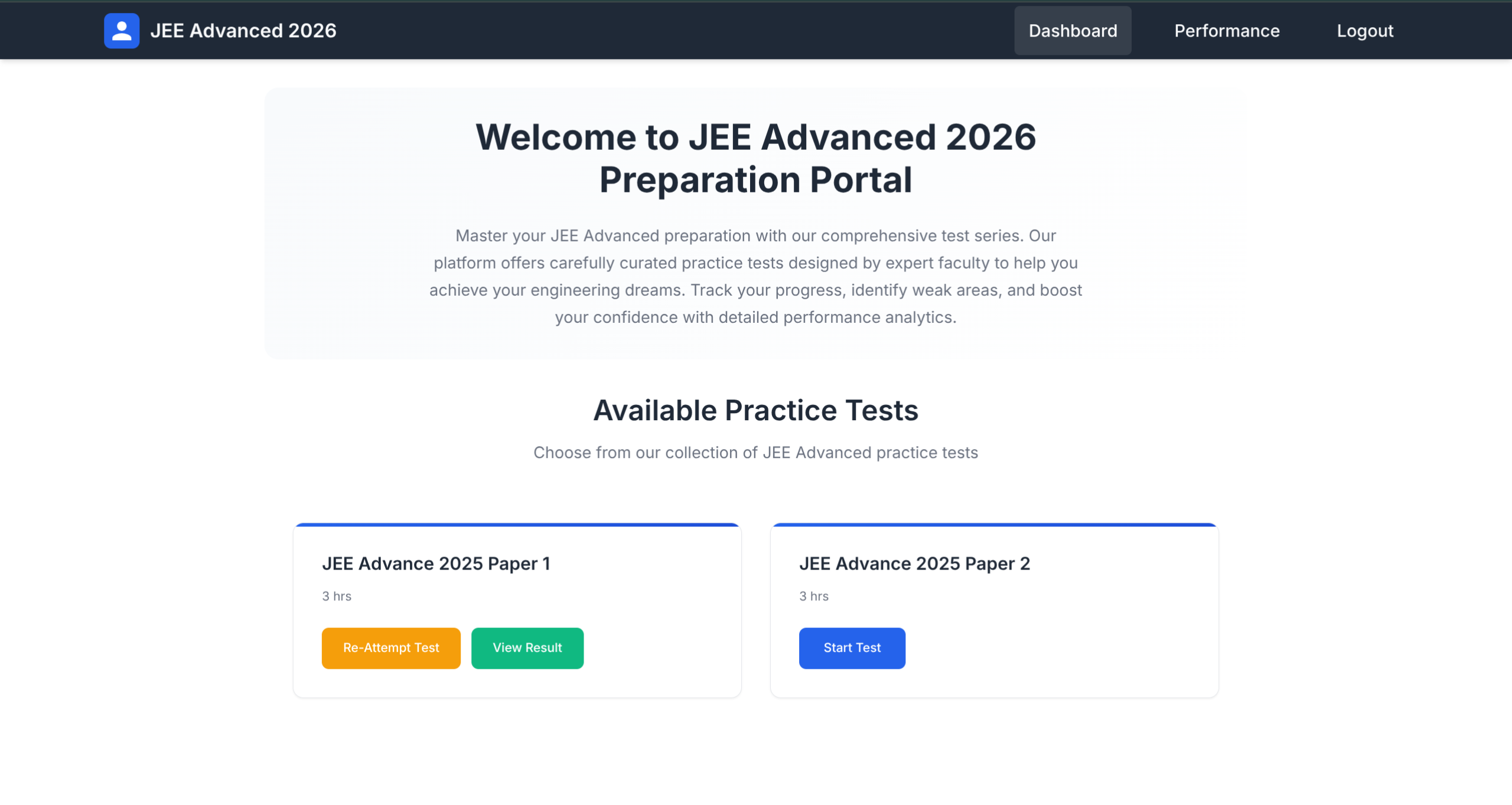 Online Mock Tests WebApp